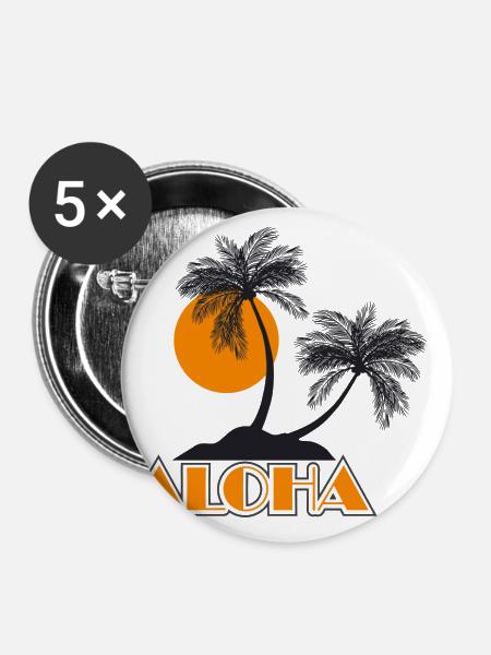 Aloha - Buttons klein 25 mm (5er Pack) - Weiß