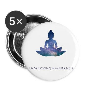 J'adore la conscience - Galaxy Buddha - Lot de 5 petits badges (25 mm) - blanc - Devant