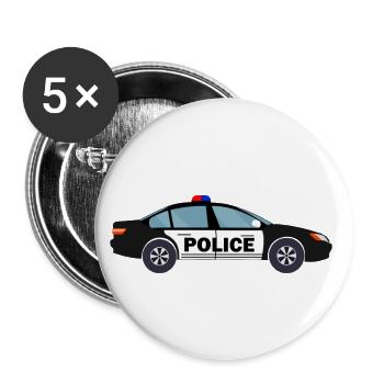 Polizeiauto Polizei Auto für Kinder Jungen - Buttons klein 25 mm (5er Pack) - Weiß - Vorne