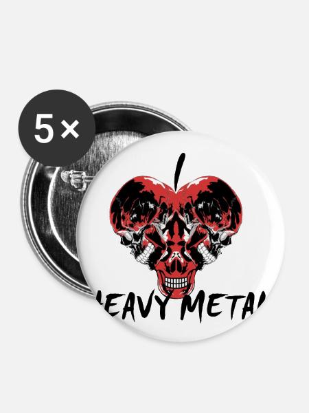 ILoveHeavyMetal - Buttons klein 25 mm (5er Pack) - Weiß