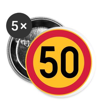 50 Limit / Tempolimit - Buttons klein 25 mm (5er Pack) - Weiß - Vorne