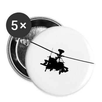 Hélicoptère AH 64 Apache, hélicoptères militaires - Lot de 5 petits badges (25 mm) - blanc - Devant