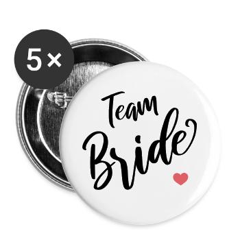 Team Bride - Buttons klein 25 mm (5er Pack) - Weiß - Vorne