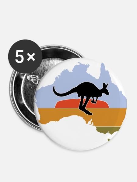 Australien - Buttons klein 25 mm (5er Pack) - Weiß