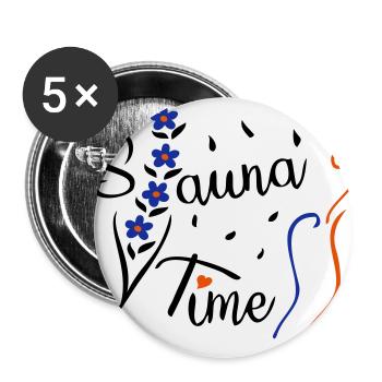 Sauna Time - Lot de 5 petits badges (25 mm) - blanc - Devant