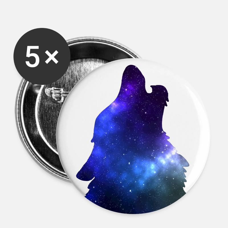 galaxy wolf blue - Buttons small 1''/25 mm (5-pack) - white
