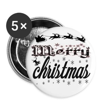 merry christmas - Lot de 5 petits badges (25 mm) - blanc - Devant