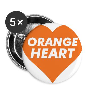 Orange Heart - Buttons small 1''/25 mm (5-pack) - white - Front