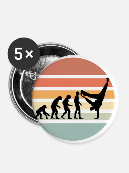 Evolution of mankind HIP HOP - Buttons klein 25 mm (5er Pack) - Weiß