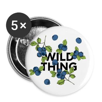 "wild thing" statement: Collage with blueberries - Buttons small 1''/25 mm (5-pack) - white - Front
