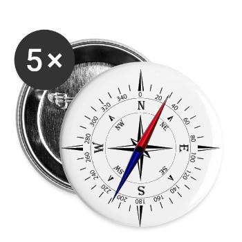 Kompass Adventure Navigation - Buttons klein 25 mm (5er Pack) - Weiß - Vorne