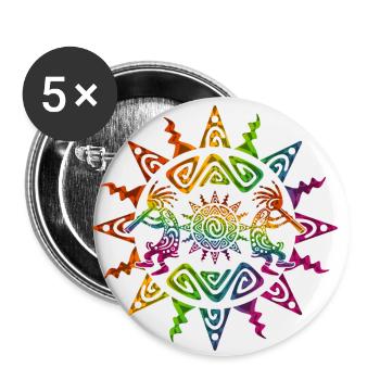 Kokopelli Duo - Sun Ornaments 2 - Lot de 5 petits badges (25 mm) - blanc - Devant
