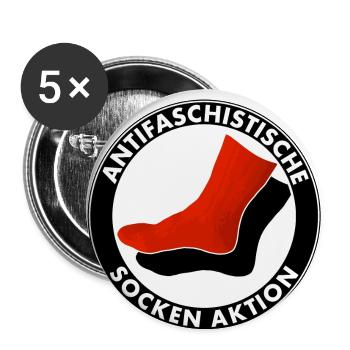 antifaschistische socken aktion - Buttons klein 25 mm (5er Pack) - Weiß - Vorne