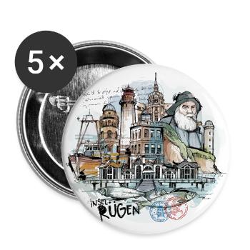 Insel Rügen Collage - Buttons klein 25 mm (5er Pack) - Weiß - Vorne