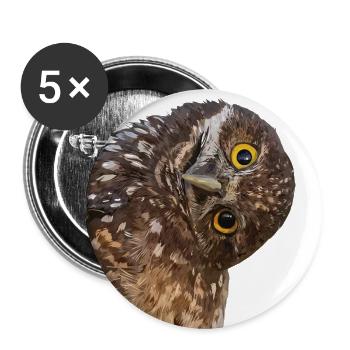 Eule - Buttons klein 25 mm (5er Pack) - Weiß - Vorne