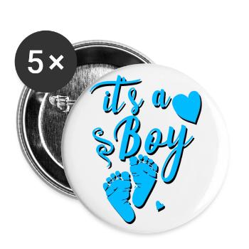 it's a boy babyfüße - Buttons klein 25 mm (5er Pack) - Weiß - Vorne