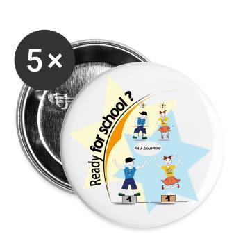 Ready for school? Clever student - Buttons small 1''/25 mm (5-pack) - white - Front