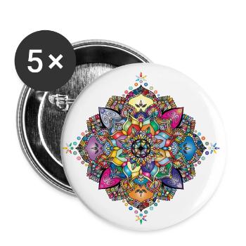 Beau motif - Lot de 5 petits badges (25 mm) - blanc - Devant