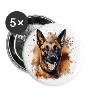 Belgischer Schäferhund Malinois - Buttons klein 25 mm (5er Pack) - Weiß - Vorne