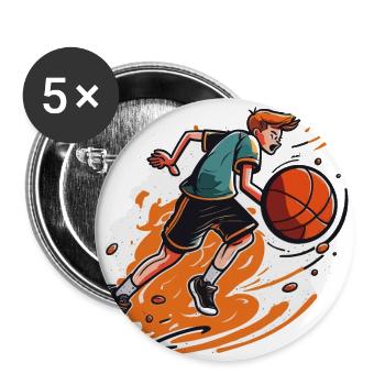 Joueur professionnel de basketball avec une vitesse maximale - Lot de 5 petits badges (25 mm) - blanc - Devant
