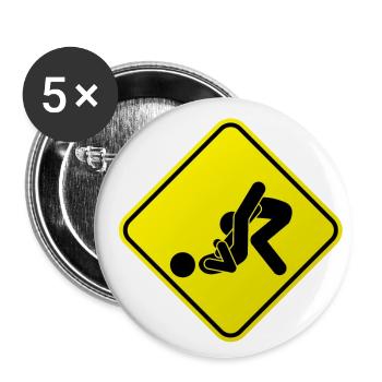 Warning Jui Jitsu - Buttons small 1''/25 mm (5-pack) - white - Front