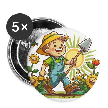 Pouces verts - Lot de 5 petits badges (25 mm) - blanc - Devant