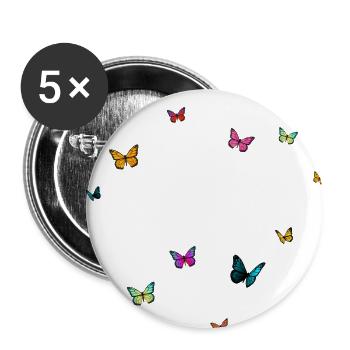 Lisa - Girl Name with Colorful Butterflies - Buttons small 1''/25 mm (5-pack) - white - Front