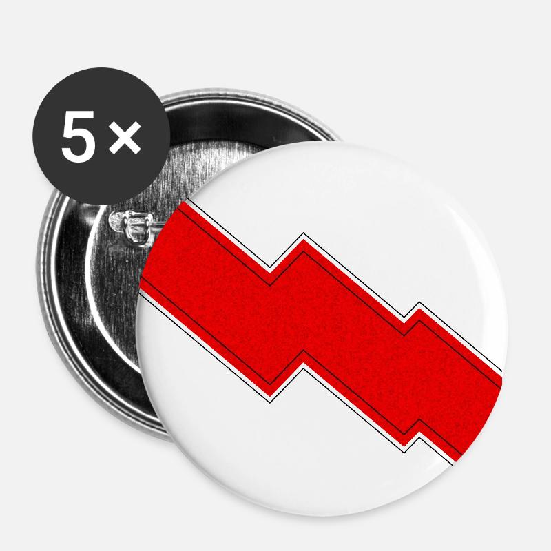 Roter Blitz Zeichen Geschenk - Buttons klein 25 mm (5er Pack) - Weiß