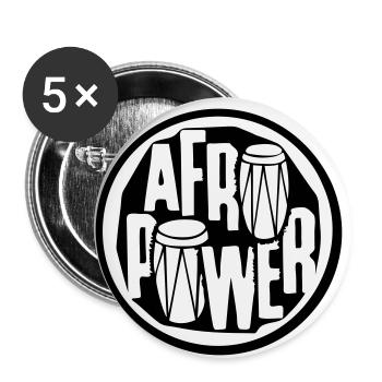 AFRO POWER - Lot de 5 petits badges (25 mm) - blanc - Devant