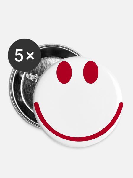 Gesicht - Buttons klein 25 mm (5er Pack) - Weiß