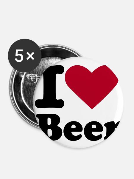 I love Beer - Buttons klein 25 mm (5er Pack) - Weiß