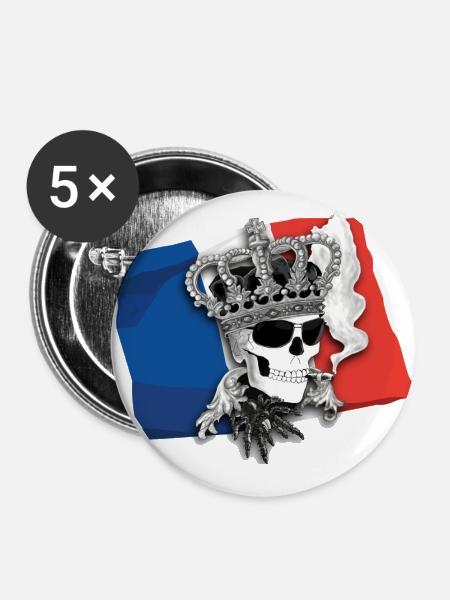 Fanshirt-Frankreich - Buttons klein 25 mm (5er Pack) - Weiß