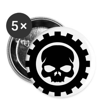 skull - Lot de 5 petits badges (25 mm) - blanc - Devant