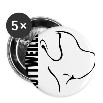 PROFIL DE ROTTWEILER Les chiens de Wilsign, le chien Rottie Rotti - Lot de 5 petits badges (25 mm) - blanc - Devant