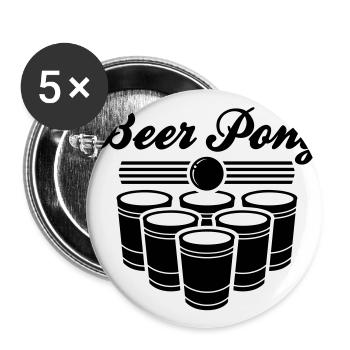 BEER PONG 6 CUP & DEIN TEXT - Buttons klein 25 mm (5er Pack) - Weiß - Vorne