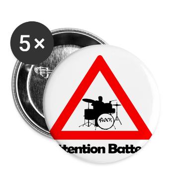 Warning drummer - Buttons small 1''/25 mm (5-pack) - white - Front