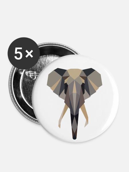 Elefant, Afrika, - Buttons klein 25 mm (5er Pack) - Weiß