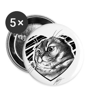 The Crocreto Cat - Buttons small 1''/25 mm (5-pack) - white - Front