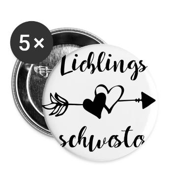 Lieblingsschwester Schwester Zwilling Geschenk - Buttons klein 25 mm (5er Pack) - Weiß - Vorne