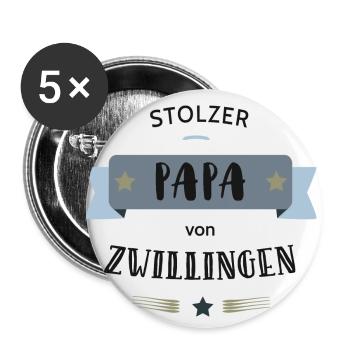 Stolzer Papa von Zwillingen Vater Spruch Geschenk - Buttons klein 25 mm (5er Pack) - Weiß - Vorne