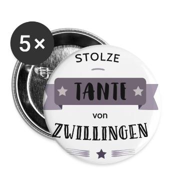Stolze Tante von Zwillingen Onkel Spruch Geschenk - Buttons klein 25 mm (5er Pack) - Weiß - Vorne