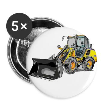 Wheel loader medium Colored Wheel loader Shovel loader - Buttons small 1''/25 mm (5-pack) - white - Front