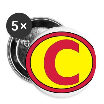 Super, Superheld, Superheldin, Hero, C - Buttons small 1''/25 mm (5-pack) - white - Front