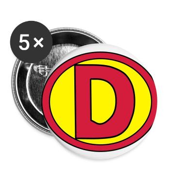 Super, Superheld, Superheldin, Hero, D - Buttons small 1''/25 mm (5-pack) - white - Front