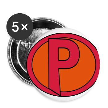 Super, Superheld, Superheldin, Hero, P - Buttons small 1''/25 mm (5-pack) - white - Front