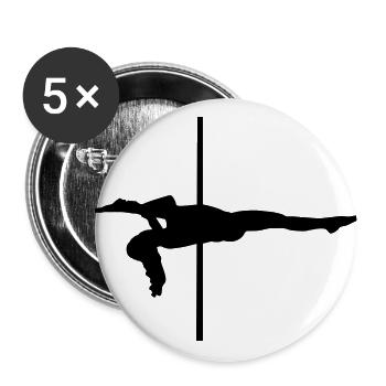 Pole Dance - Buttons klein 25 mm (5er Pack) - Weiß - Vorne