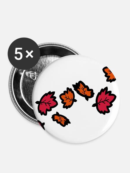 Herbst Ahornblätter - Buttons klein 25 mm (5er Pack) - Weiß