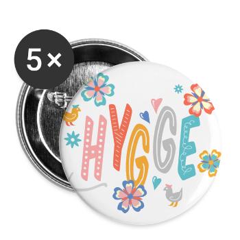 Hygge - Lot de 5 petits badges (25 mm) - blanc - Devant