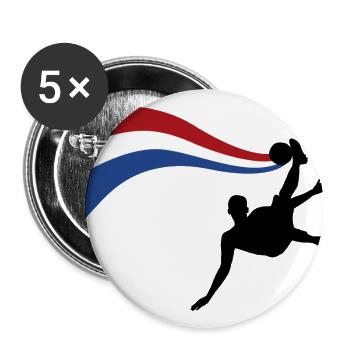 Fallrückzieher Fussball Niederlande Shirt - Buttons klein 25 mm (5er Pack) - Weiß - Vorne
