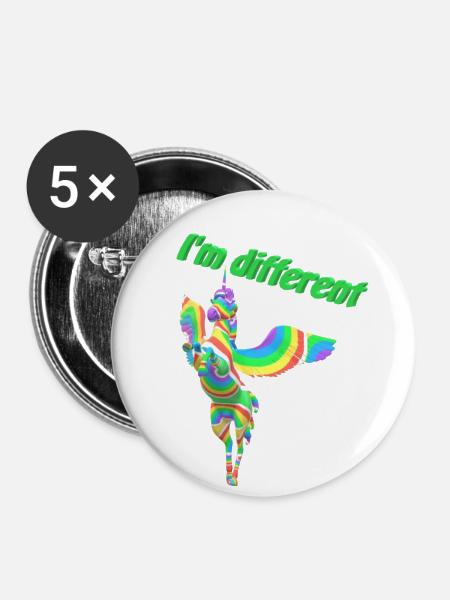 I'm different - Buttons klein 25 mm (5er Pack) - Weiß